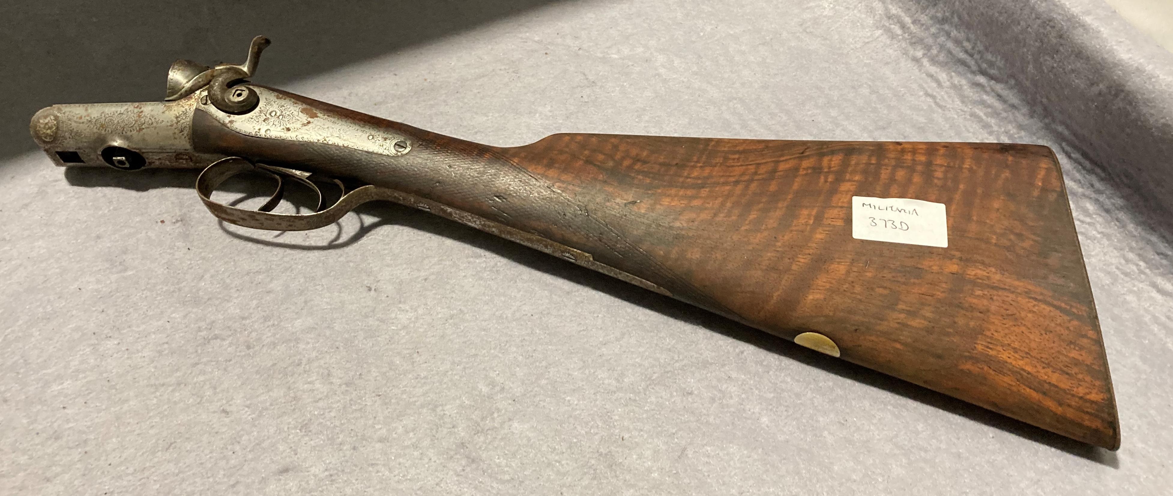Wood shotgun stock (50cm long) inscribed 'George Palmer' (Saleroom location: S2 blue/orange rack)
