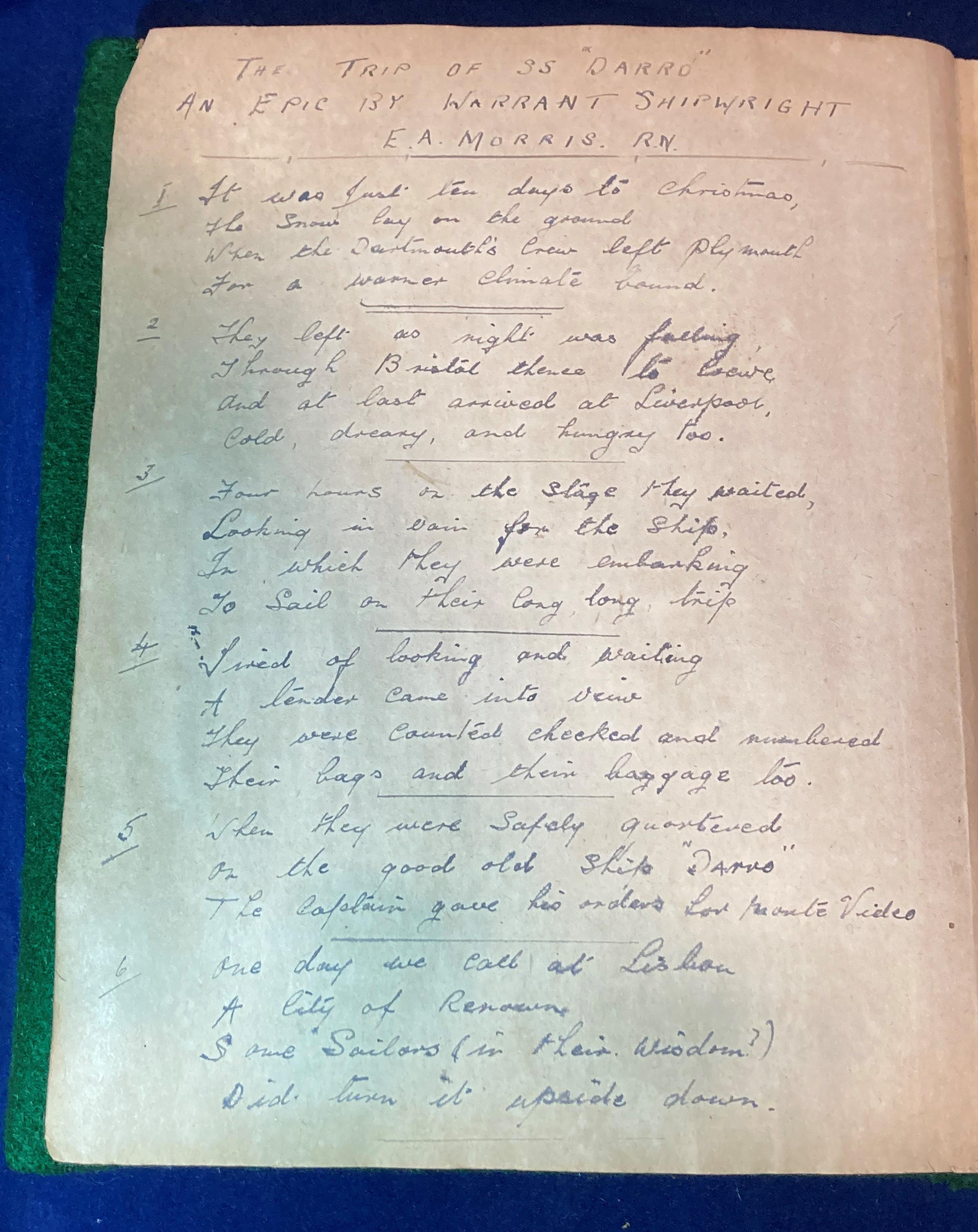 Maritime Ephemera - Seaman's Diary and related printed items - handwritten diary/log of Ernest - Image 2 of 8