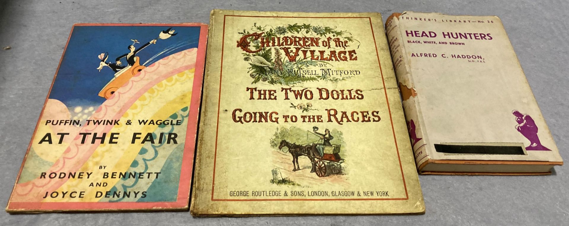 Three vintage books - Mary Russell Mitford 'The Two Dolls & Going to the Races' published by George