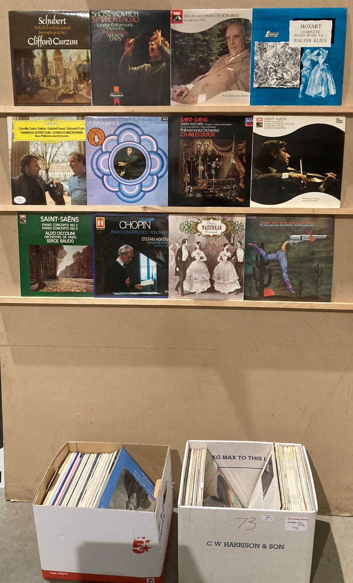 Contents to two boxes - approximately 110 assorted LPs assorted classical music including Rossini,