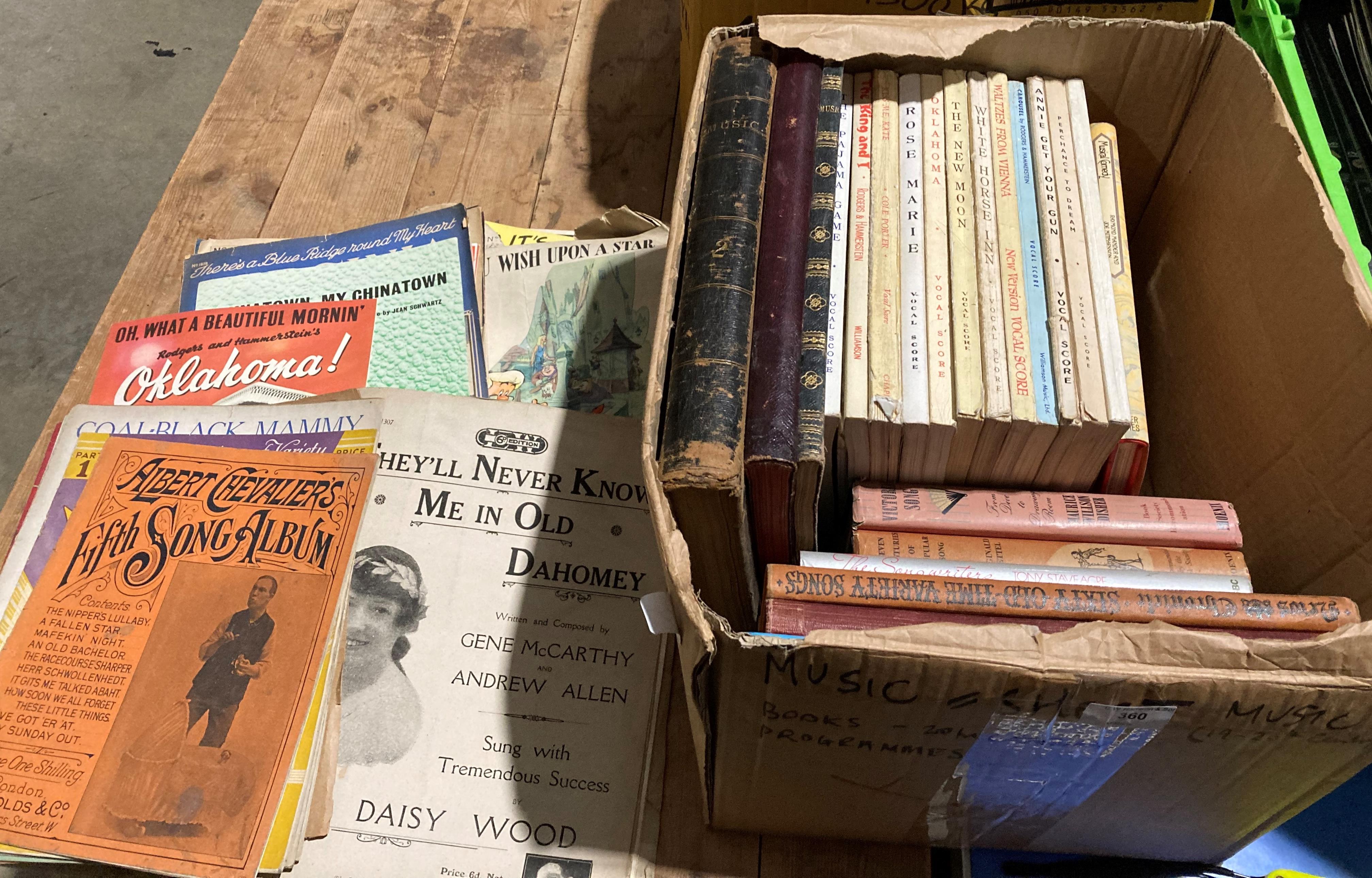 Contents to box - a quantity of Victorian and Edwardian musical scores including three