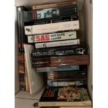 Contents to two boxes and a lid - a quantity of books mainly related to the Second World War and