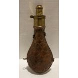 19th Century embossed English powder flask in copper and brass, stamped 'G & J.W.