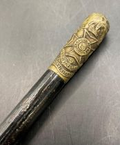 A West Yorkshire Regiment Leeds Rifles South Africa 1900-1902 ebonised swagger stick with brass top