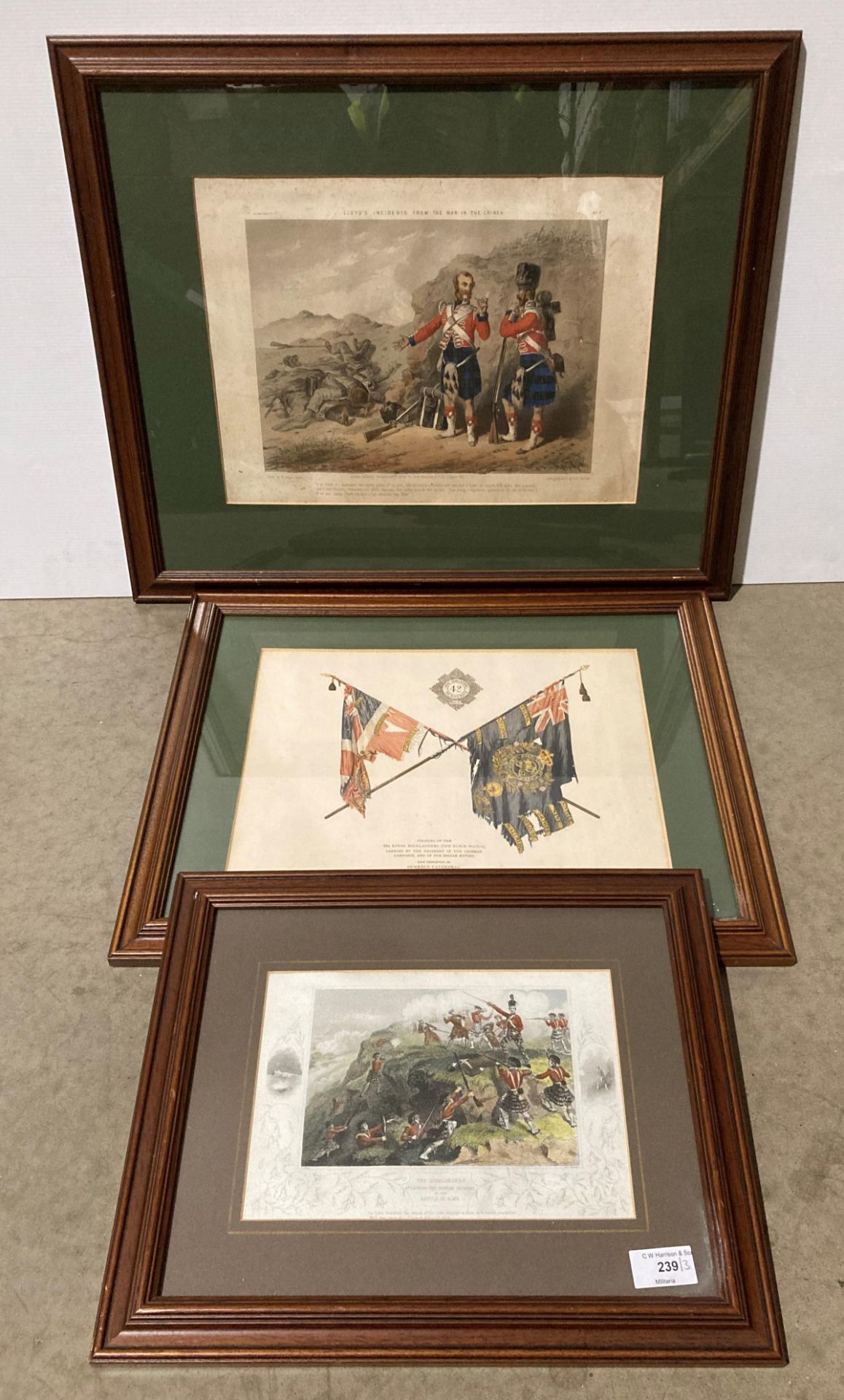 3 x framed original prints relating to the Black Watch 42nd Royal Highlanders in the Crimean War. 1.