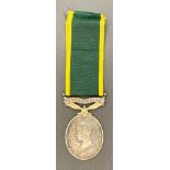 Efficiency Medal territorial complete with ribbon (George VI) to 7659847 Sjt A Hord RAPC (Saleroom