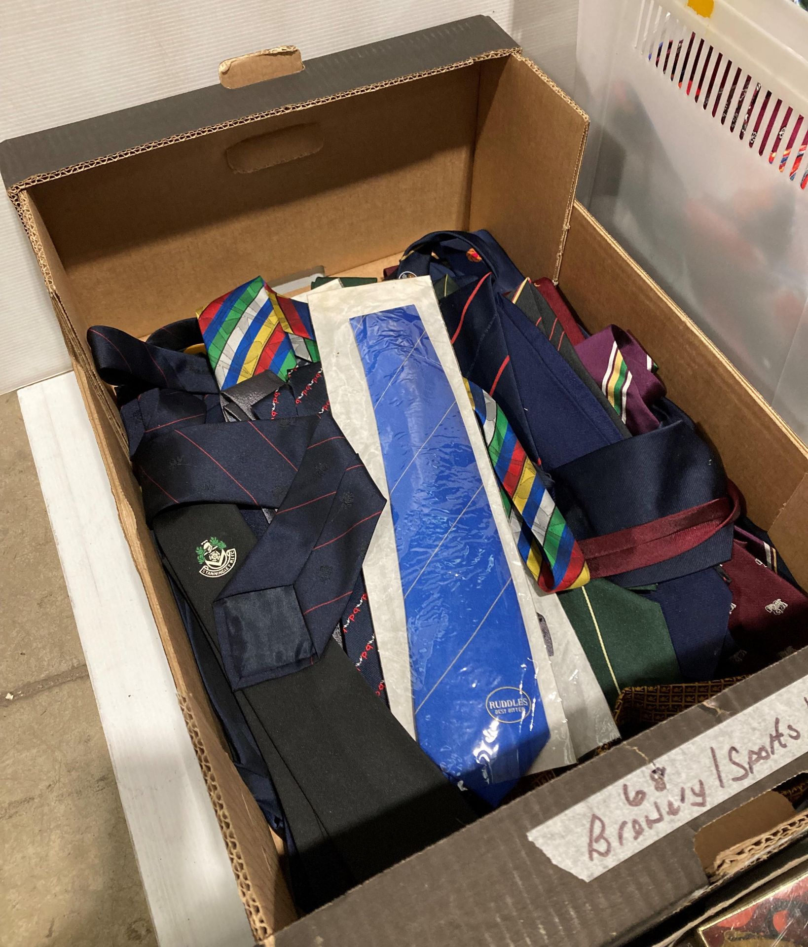 Contents to two boxes - approximately 90 assorted ties and ten assorted bow ties including sports, - Image 2 of 4