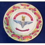 Edwardian fine bone china limited edition plate specially produced for the Parachute Regiment and