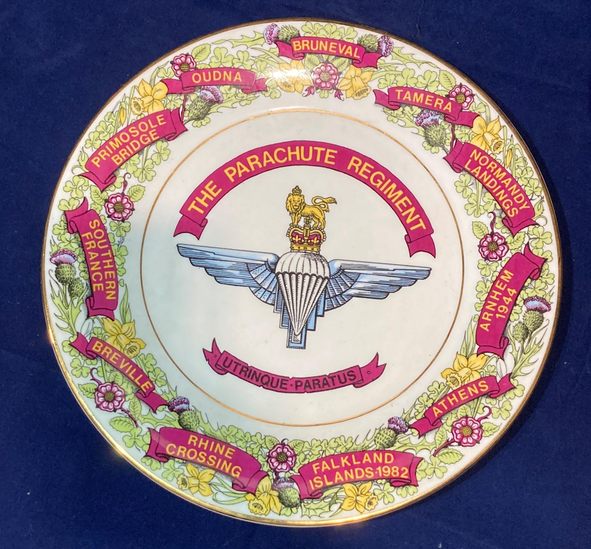Edwardian fine bone china limited edition plate specially produced for the Parachute Regiment and