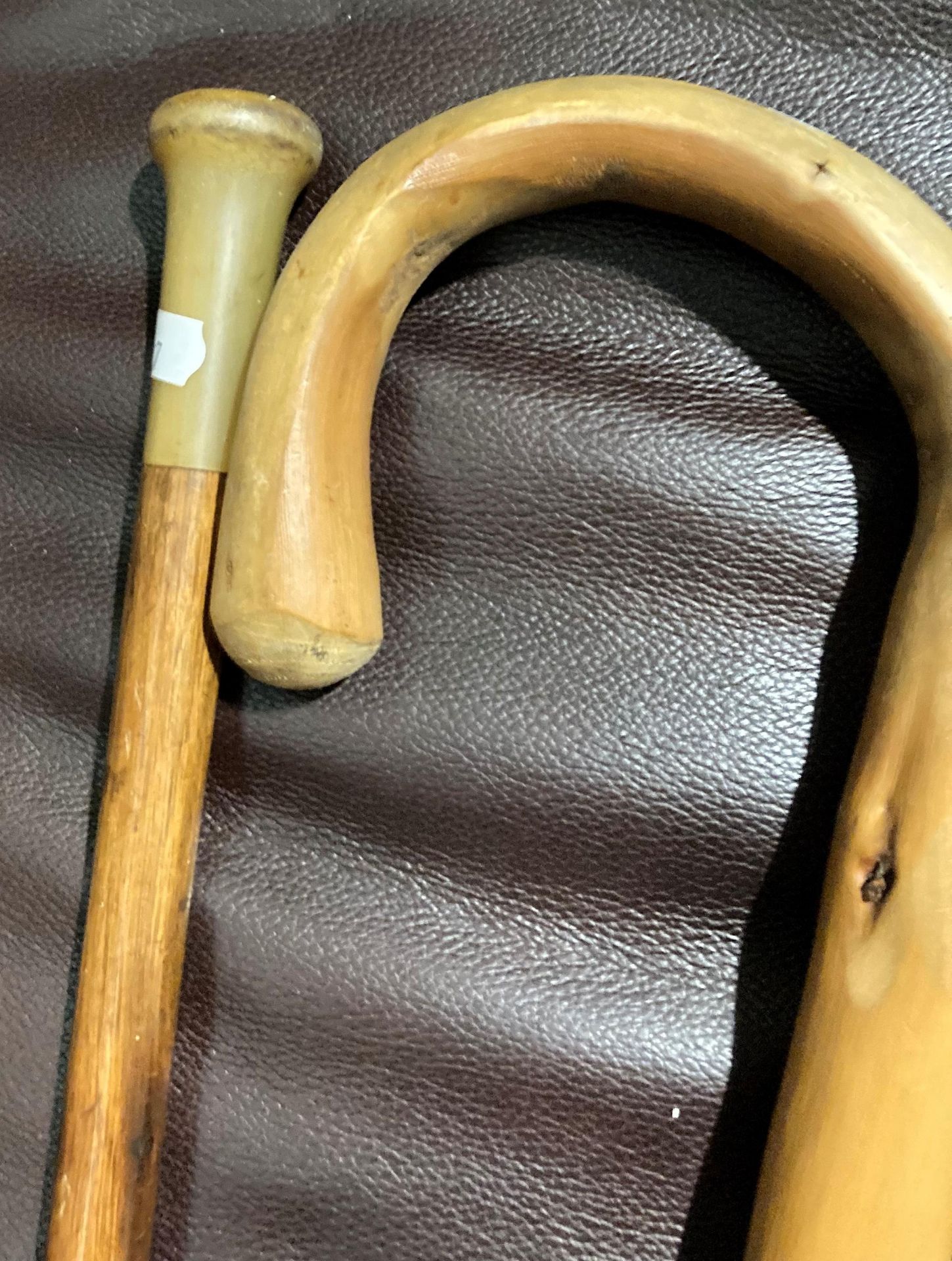 A walking stick with horn handle (86cm) and one other (Saleroom location: S2 red benches) - Image 2 of 2