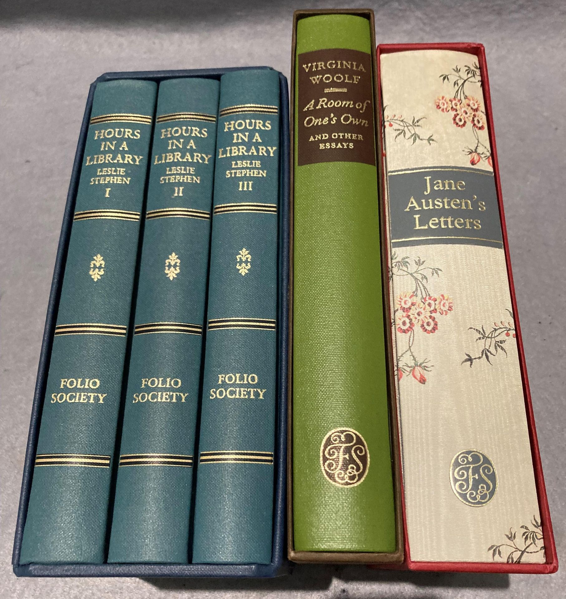 Folio Society - a boxed thee book set by Leslie Stephen 'Hours in a Library' together with two