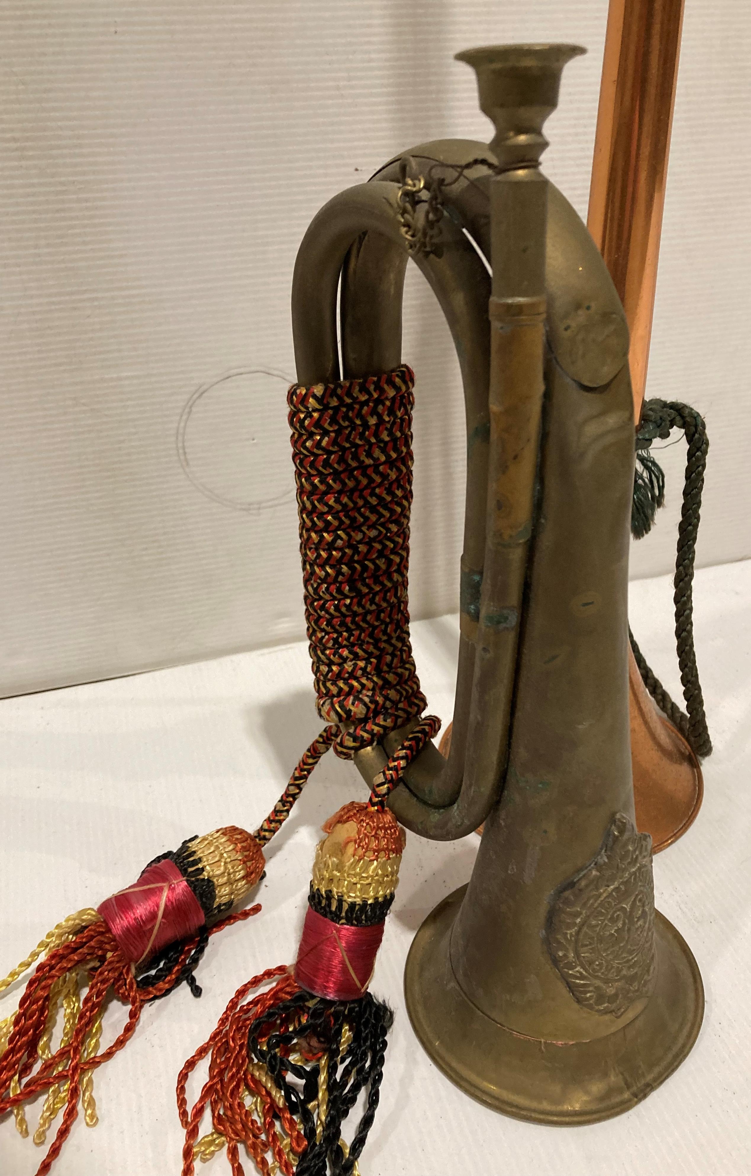 Copper hunting horn and an Argyll and Sutherland bugle (Saleroom location: S2 QB07) - Image 2 of 3