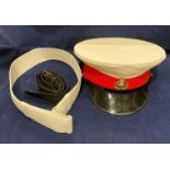 A Royal Marines peaked dress cap,