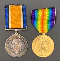 Two First World War medals - War Medal and Victory Medal complete with ribbons to W Rayfield Std