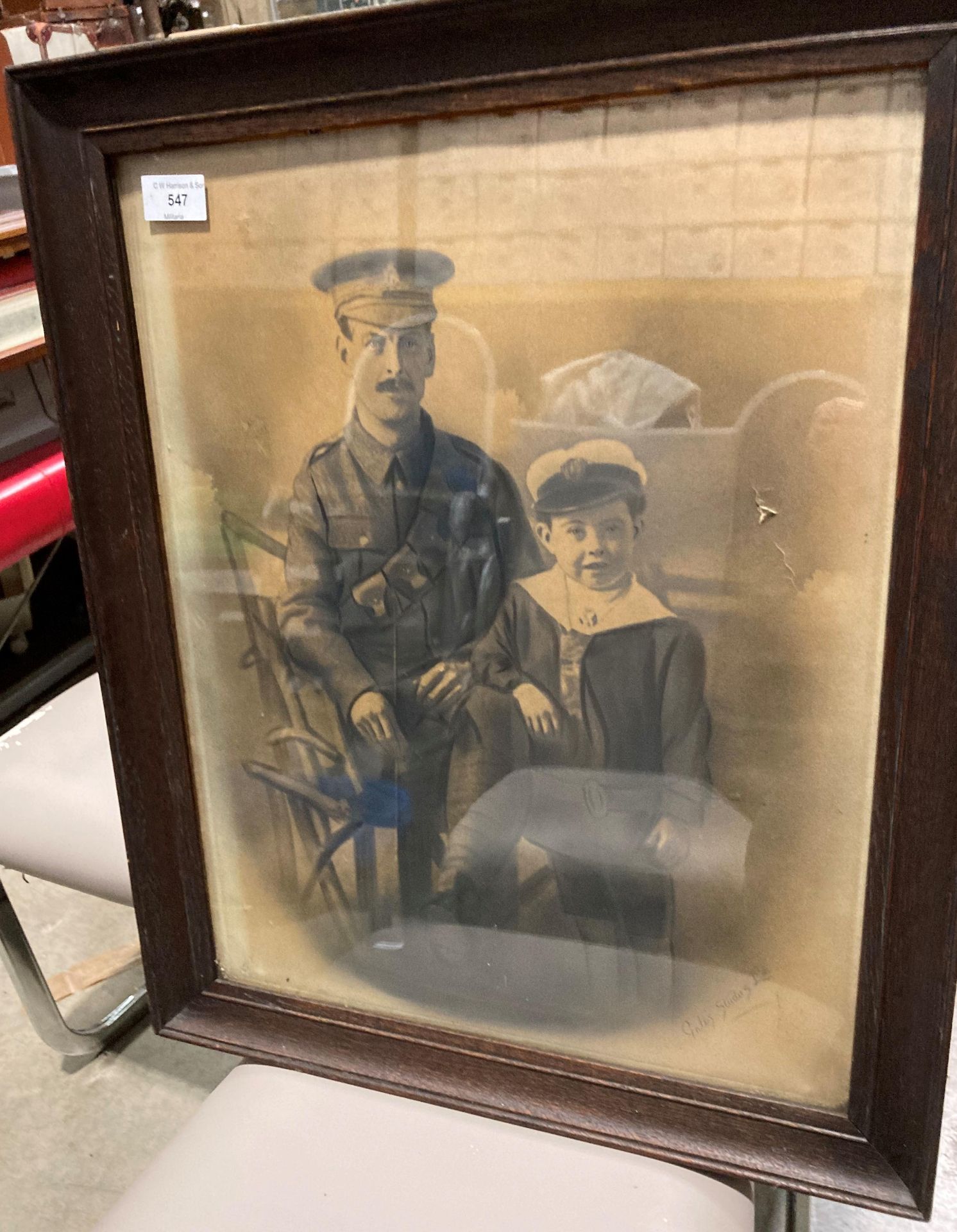 Gales Studio Ltd - an oak framed photo print 'A First World War Soldier with Child in Naval - Image 2 of 3