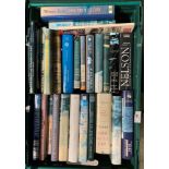 Contents to green plastic tray - 26 assorted books mainly maritime and naval related including WS