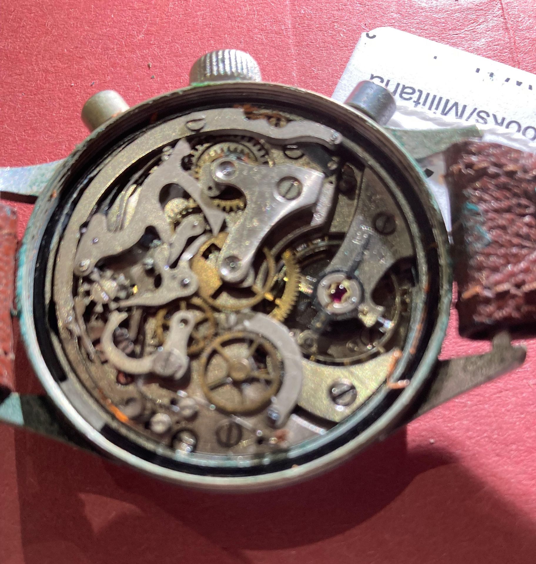A Hanharts World War II Luftwaffe pilots chronograph with black face and brown leather strap - Image 9 of 10