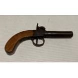 Antique percussion pocket pistol with stamp to underside of barrel,