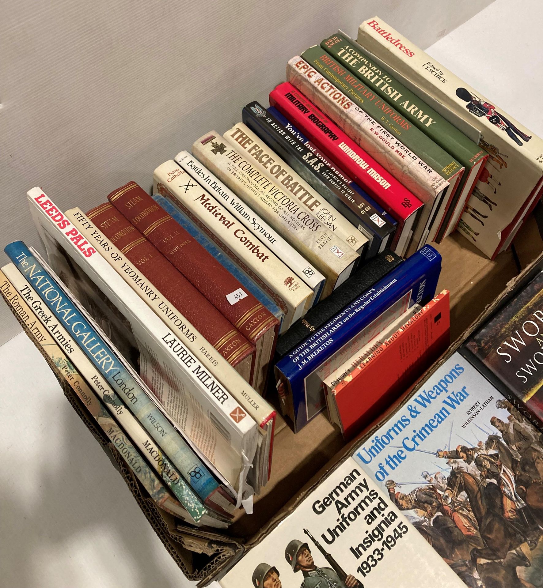 Box containing thirty books and booklets (mainly militaria themed) including two volumes of Caxton - Image 2 of 2