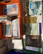 Contents to orange crate - booklets, magazines,