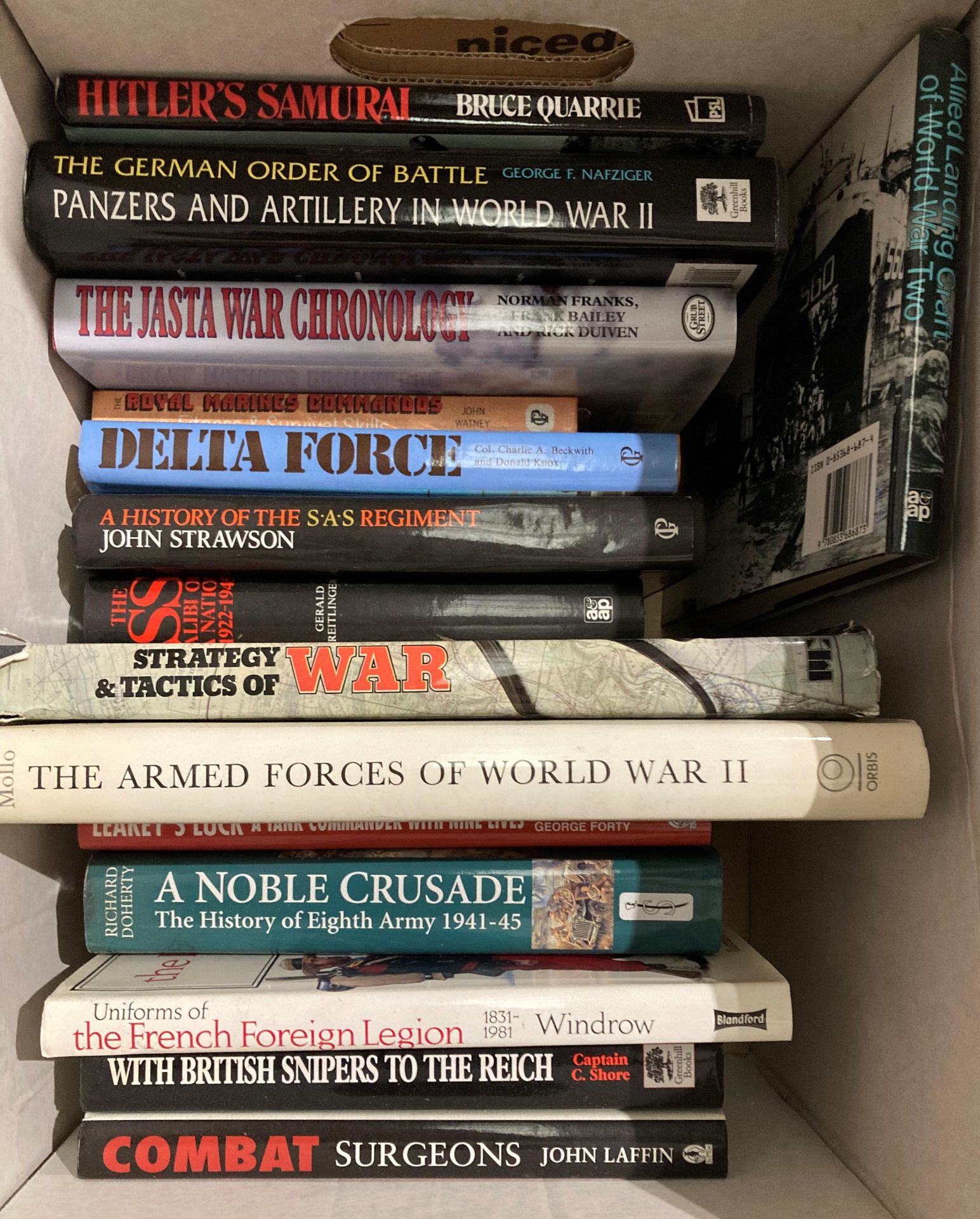 Contents to two boxes - approximately 24 assorted books on warships, samurai, U-boats, elite forces, - Image 5 of 7
