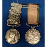 CRIMEA MEDAL 1854-56, no ribbon but three clasps, Sebastopol, Inkerman and Alma, engraved to Qr.