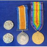 Two First World War Medals - 1914-1918 British War Medal and 1914-1919 Victory Medal both with