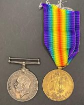 Two First World War medals - War Medal and Victory Medal complete with ribbon to 50938 Pte F W