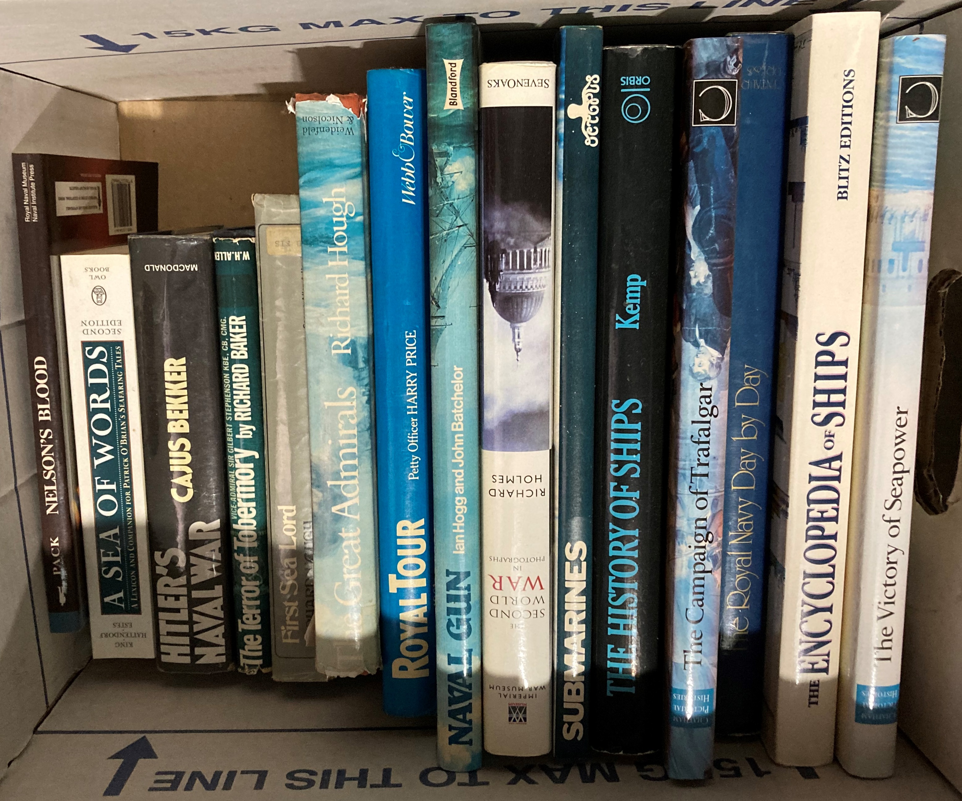 Contents to box - fourteen books - maritime and naval related - including Richard Baker 'The Terror - Image 2 of 2