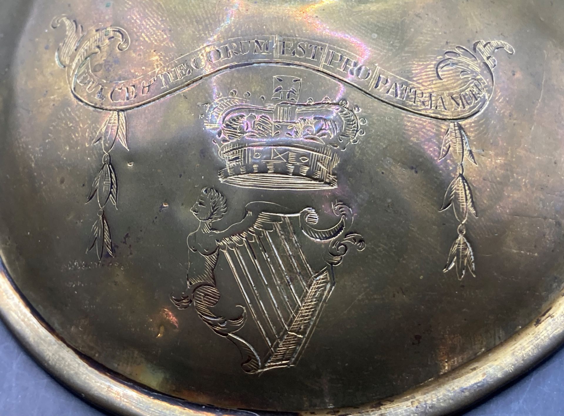 An Irish brass Gorget 'Dulce de Corum Est Patria Mori' (Saleroom location: S3 GC2) - Image 3 of 3