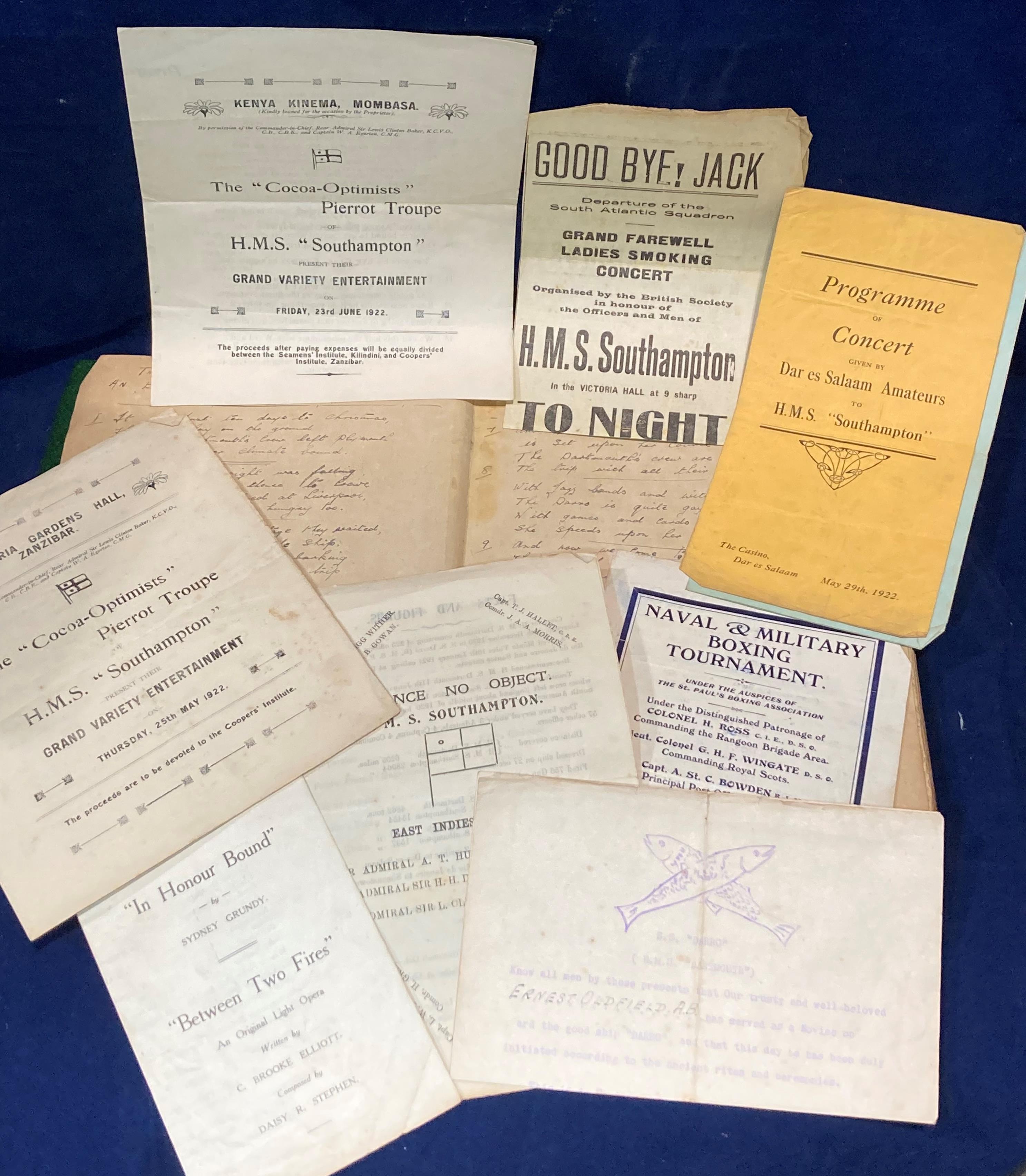 Maritime Ephemera - Seaman's Diary and related printed items - handwritten diary/log of Ernest
