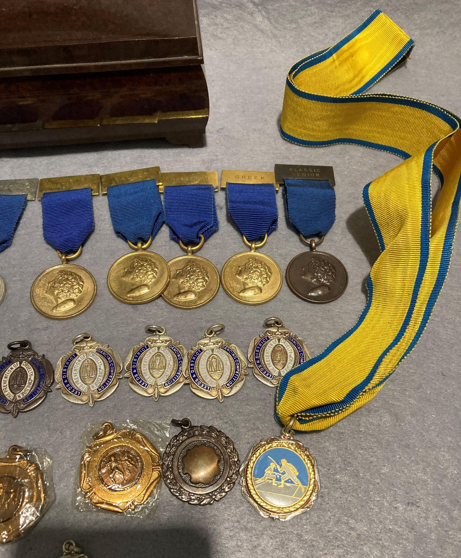 Brown Bakelite box and thirty assorted medals/awards for dancing, - Image 4 of 4