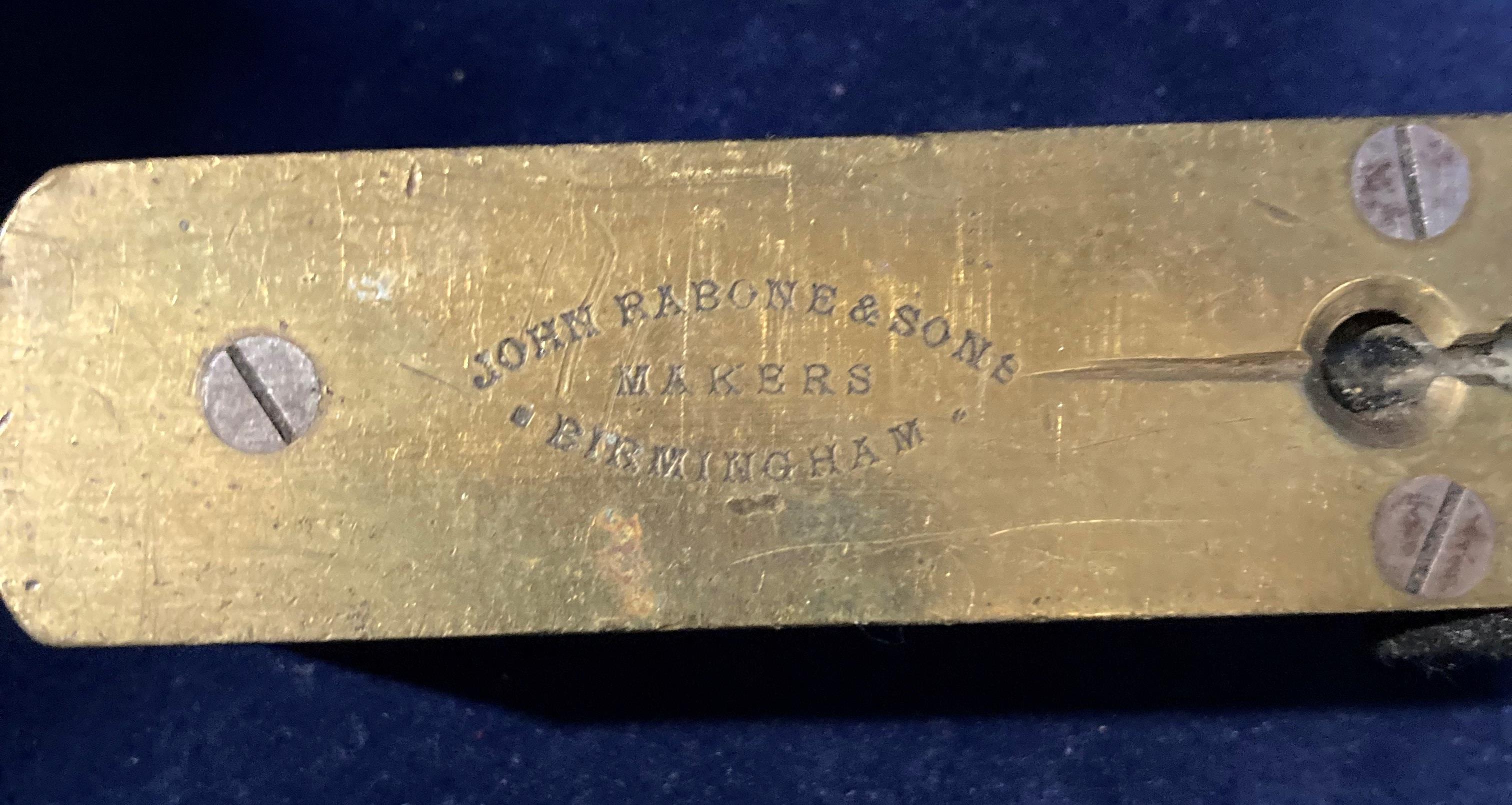 John Rabone & Sons Makers Birmingham wood spirit level with brass face and a Military compass in - Image 4 of 4