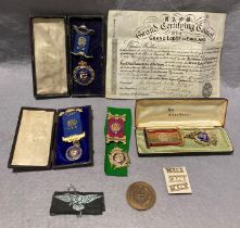 Four assorted RAOB solid silver and enamel medals Carlisle LGE 2264 GLE medal presented to W.