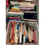 Contents to two boxes - approximately 46 assorted books on warplanes, World War II, German Airforce,