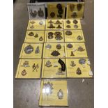 Briefcase and contents - 45 cap badges set in CD cases - mainly British Military and Air Force