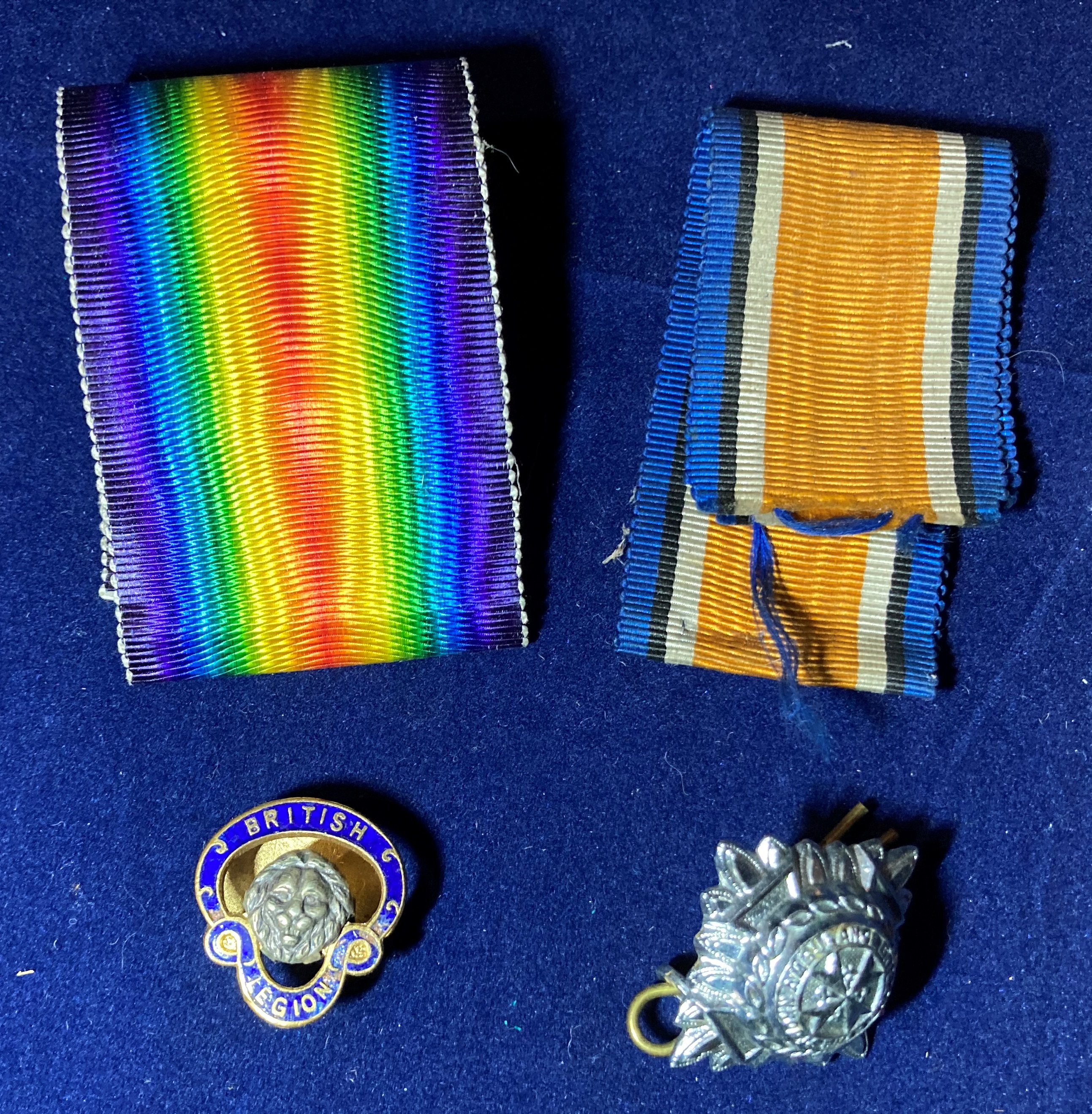 Two First World War ribbons - British War Medal and Victory Medal,
