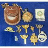 A Franklin Mint Colt pocket watch in case and a quantity of Military cap and other badges (Saleroom