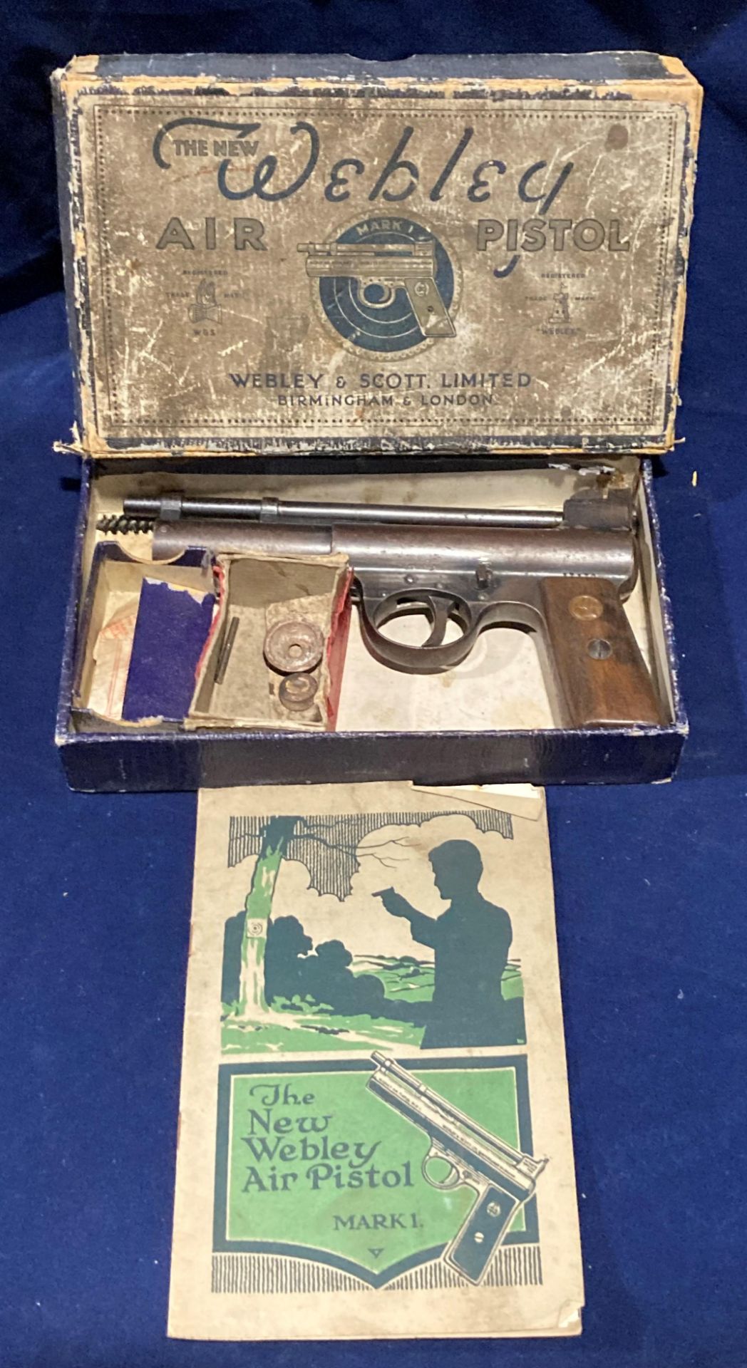 The New Webley Air Pistol Mark 1 complete with manual and box (Saleroom location: S2 counter 3)