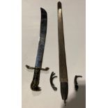 A reproduction steel sword with eagle/dragon head handle (61cm blade) and decorative sword with