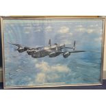 Large framed print of Lancaster MK 1 built at Castle Bromwich early 1945 with Merlin 24 engines,