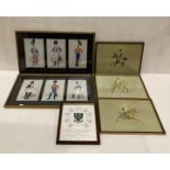 Two framed prints displaying British soldiers of early 19th Century (three per frame - 30 x 50cm)