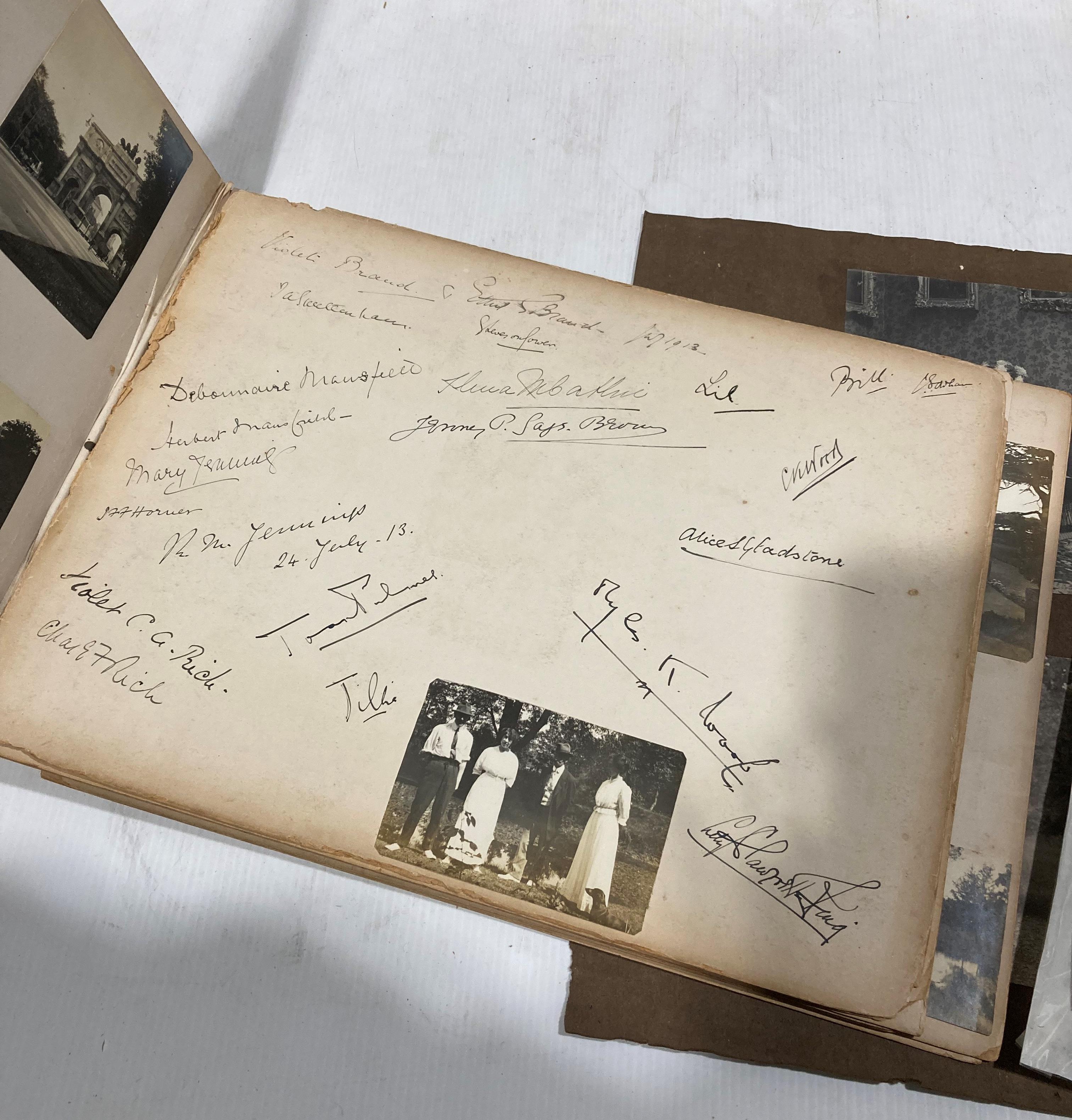A large distressed photograph album of Naval interest with many autographs included. - Image 7 of 10
