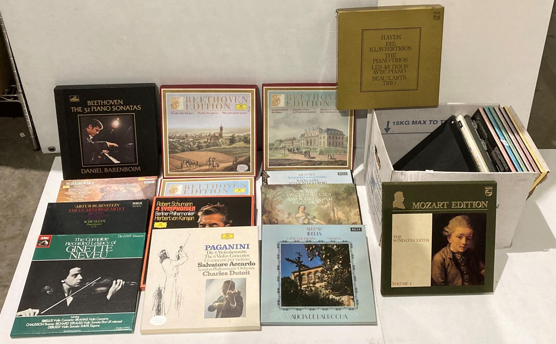 Contents to two boxes - 23 assorted LP box sets including Beethoven (Editions 3, 5, 8),