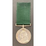Volunteer Force Long Service Medal Queen Victoria (unnamed complete with ribbon) (Saleroom