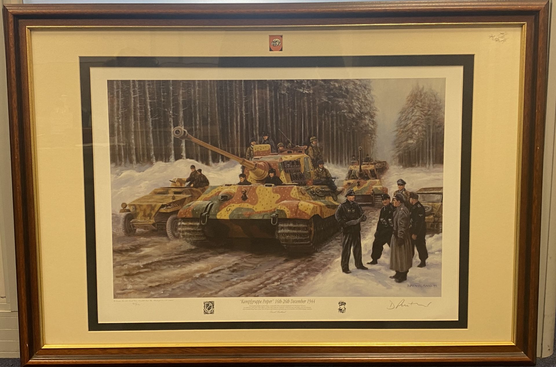 D Pentland '99 Kampfgruppes Reiper' 16th-26th December 1944 framed Limited Edition print,