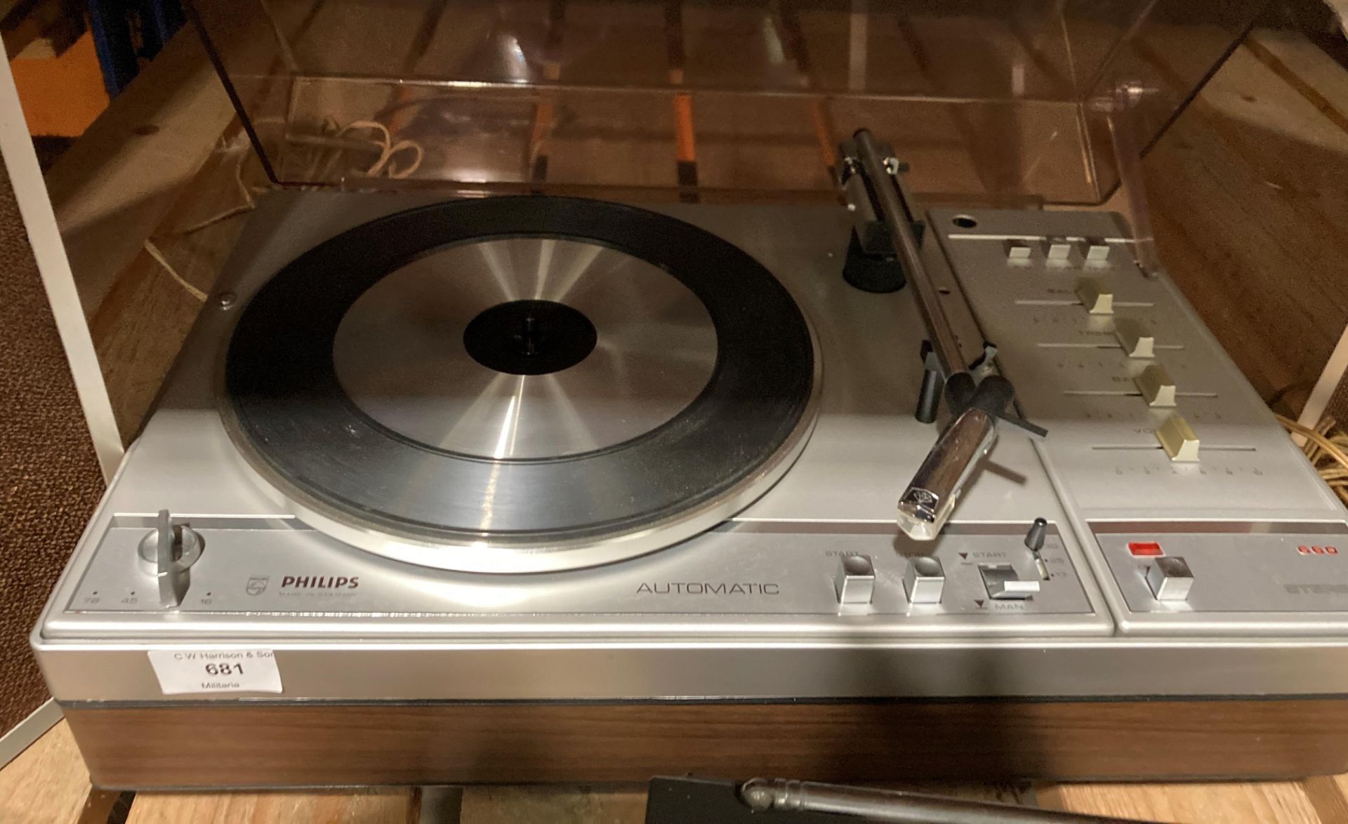 A Philips 660 stereo record deck complete with speakers and a Sony transistor radio (Saleroom - Image 2 of 2