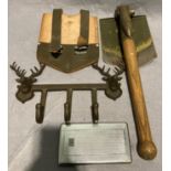 1964 German entrenching tool folding with wooden handle and leather sleeve,