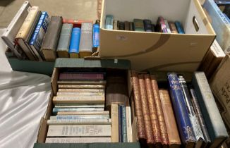 Contents to four boxes - 55 books mainly maritime and naval related including four volumes 'Nolan's