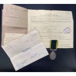 Efficiency Medal Territorial with ribbon to Sgt E Butler RE with original release book from